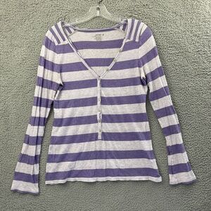 Y2k Old Navy Women's M Henley Long Sleeve Top Striped Bella Swan Retro‎ Grunge